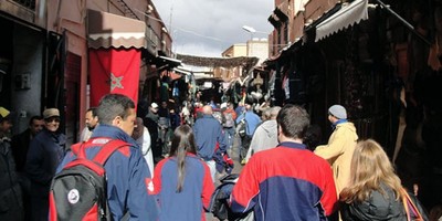 Los hinchas de San Lorenzo revolucionan Marruecos